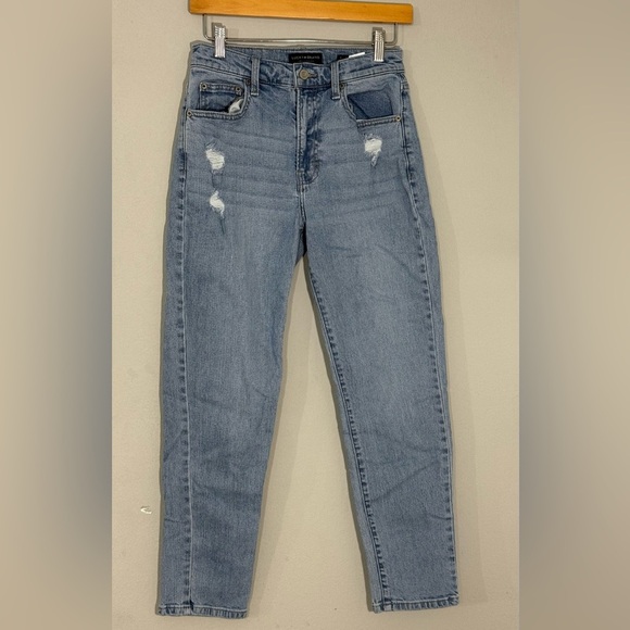 Lucky Brand Denim - Lucky Brand Drew High Rise Mom Jeans Distressed Light Wash Sz0